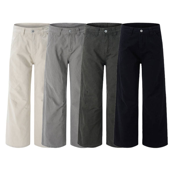 Vintage Washed High-Waist Relaxed Straight Wide-Leg Trousers