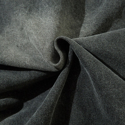 Oversized Stand-up Collar Washed Distressed Denim Jacket