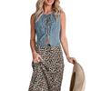 Women's Self tied Cropped Denim Vest