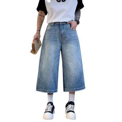 Vintage Sand Wash Straight Leg Denim Shorts