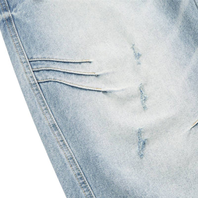 Washed Whiskered Balloon Fit Denim Jeans