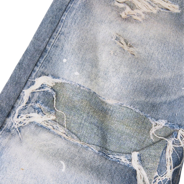 West Coast Double Waist Denim Texture Wide Leg Pants