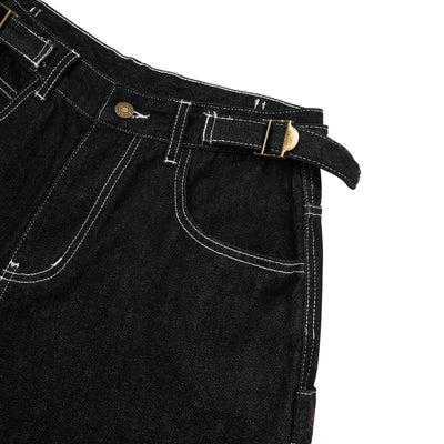 Retro Raw Denim Wide-Leg Bermuda Shorts