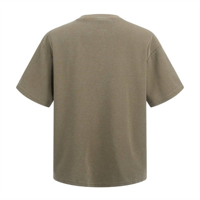 Casual Waffle Fabric Button Neck T-Shirt