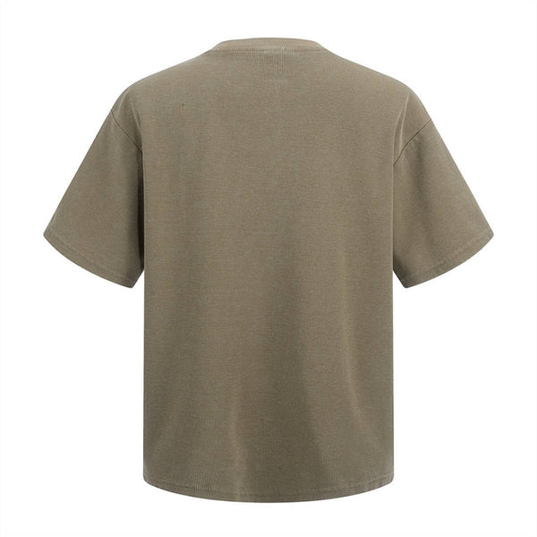 Casual Waffle Fabric Button Neck T-Shirt