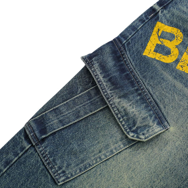 Printed Multi Pocket Denim Cargo Shorts
