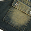 Button-Front Washed Denim Vest
