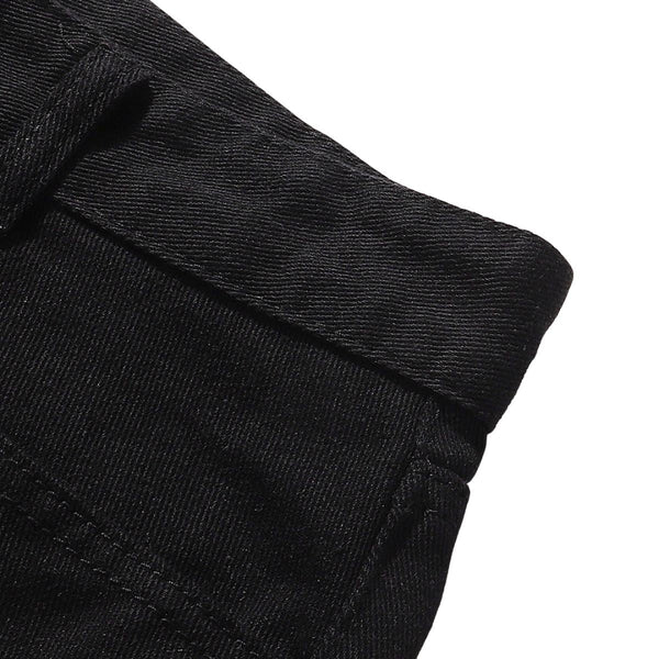 Contrast Stitch Utility Denim Shorts