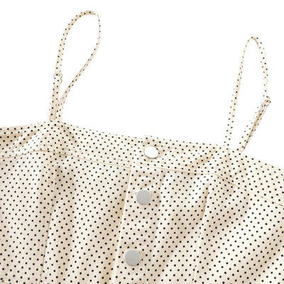 Polka Dot Strappy Denim Midi Dress
