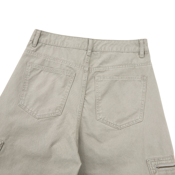 Washed Wrinkled Barrel with Zipper Pockets Cargo Pants
