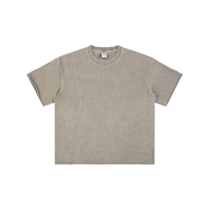 Wax Dyed Distressed Raw Hem Streetwear T Shirt