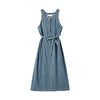 Sleeveless Self-Tied Denim Midi Dress
