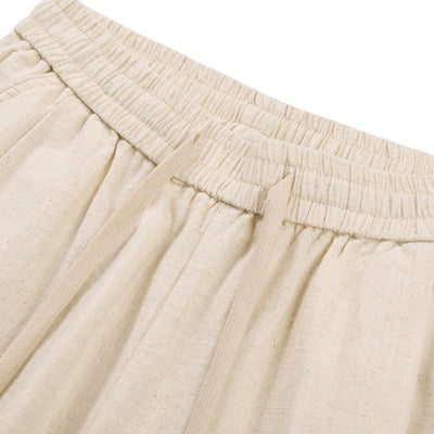 Solid Tint Linen-Blend Barrel Pants