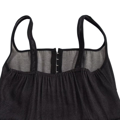 Black Button-Front Strappy Midi Dress