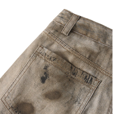 Muddy Wash Denim Texture Loose-Fit Jeans