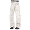 Graffiti Spray Washed Baggy Flared Denim Pants