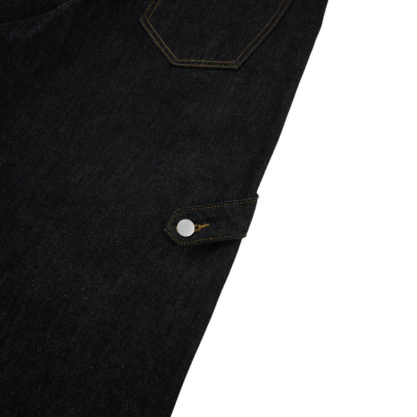 Washed Contrast-Stitch Baggy Relaxed Carpenter Denim Pants