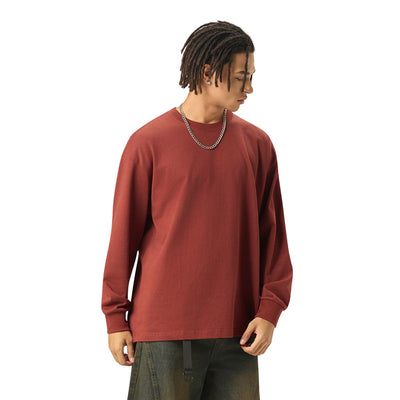 Solid Loose Fit Long-Sleeve Cotton T-Shirt 9.15oz