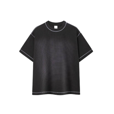 Vintage Waffle Knit Contrast Stitch Oversized T-Shirt