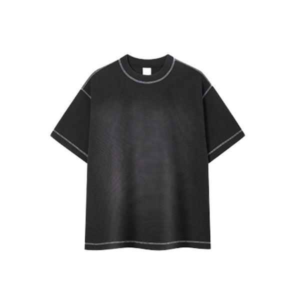 Vintage Waffle Knit Contrast Stitch Oversized T-Shirt
