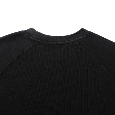 Washed Waffle Cotton Raglan Long Sleeve Tee 340G