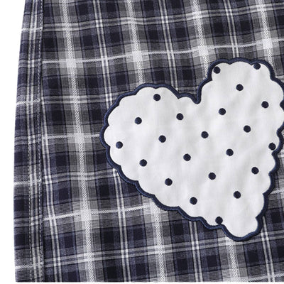 Washed Plaid Graphic Patchwork Bow Detail Relaxed Wide-Leg Capri Denim Pants