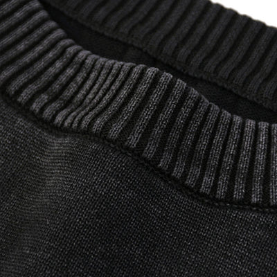 Vintage Snow Wash Relaxed Fit Cotton Knit Sweater