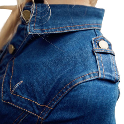 Long-Sleeve Button-Front Denim Midi Dress