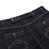 Deconstructed Embroidered Raw Denim Bermuda Shorts