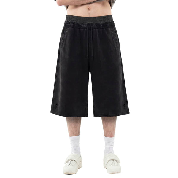 Vintage Camo Double Waist Distressed Shorts