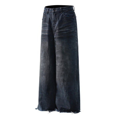 Fray Hem Vintage Wide-Leg Distressed Jeans