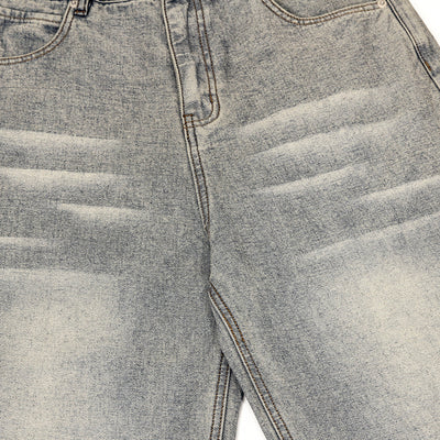 Light Wash Faded Wide-Leg Denim Pants