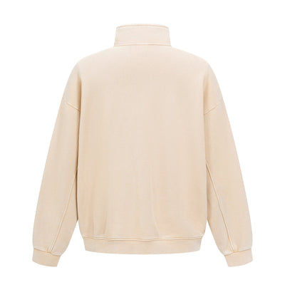 Distressed Wash Comfort Zip Pullover Sweatshirt