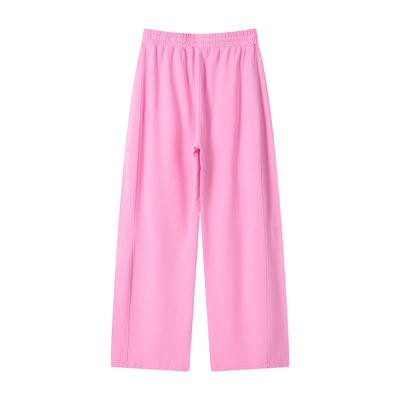 Curved Seam Straight Leg Casual Street Trousers