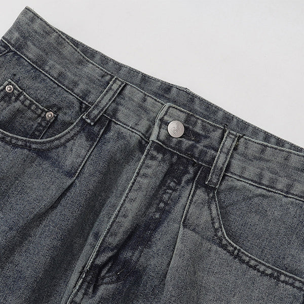 Vintage Wash Wide Leg Denim Jeans
