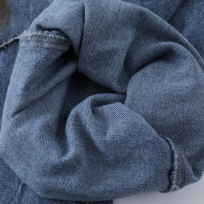 Retro Painted Barrel-Leg Denim Pants