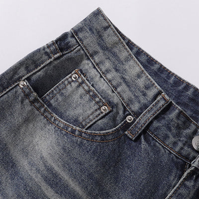 Wide Leg Distressed Paint Splatter Denim Jeans