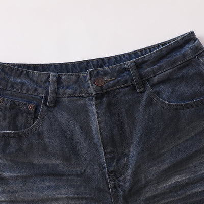 Fray Hem Vintage Wide-Leg Distressed Jeans