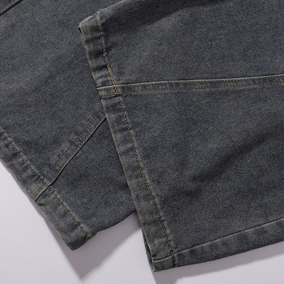 Elastic Waistband Wide Leg Denim Pants