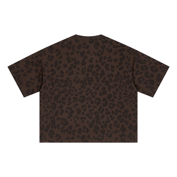 Leopard Print Oversized Short Sleeve Tee Shirt