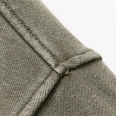 Vintage Zip-Up Ribbed Stand Collar Sweatshirt