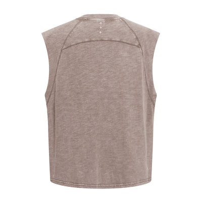 Raw Edge Distressed Studded Sleeveless Tee