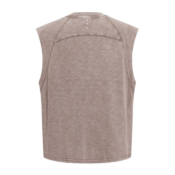 Raw Edge Distressed Studded Sleeveless Tee