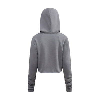 Ruched Waist Cotton Cropped Hoodie