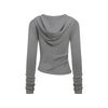 Ruched Fitted Long Sleeve Hoodie Top