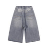 High Waist Wide Leg Ombre Denim Shorts