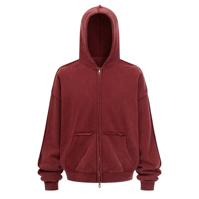 Oversized Vintage Washed Zip Up French Terry Hoodie