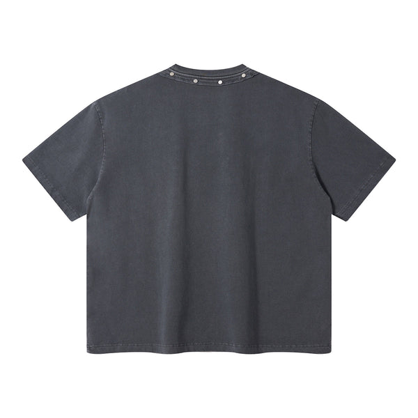 Rivet Detail Washed Boxy Fit T-Shirt