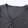 Long-Sleeve Ribbed Henley Top 275gsm
