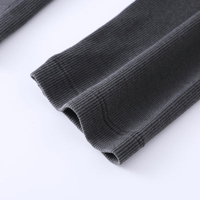 Long-Sleeve Ribbed Henley Top 275gsm